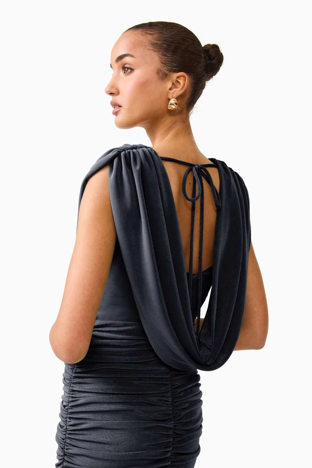 Elliatt Marisol Cowl Neck Gown - Charcoal - Image 5