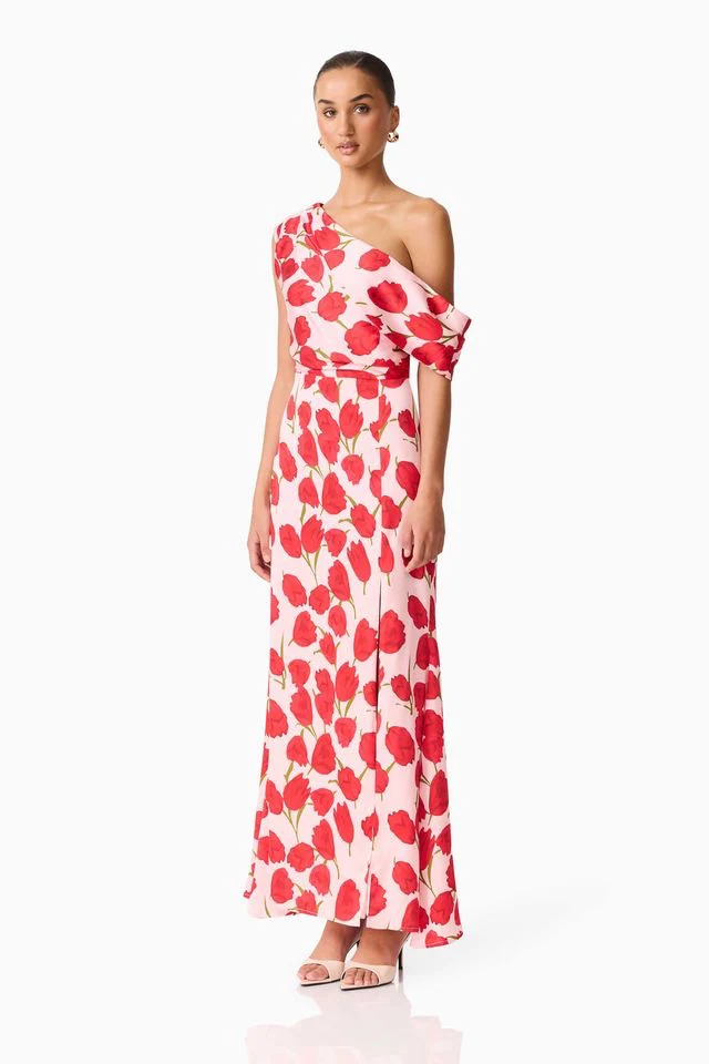 Elliatt Meila Asym Gown - Pink Floral Print - Image 4