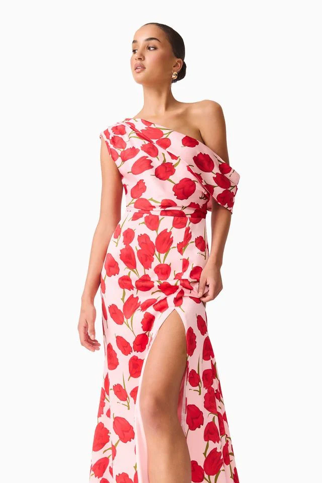 Elliatt Meila Asym Gown - Pink Floral Print - Image 6