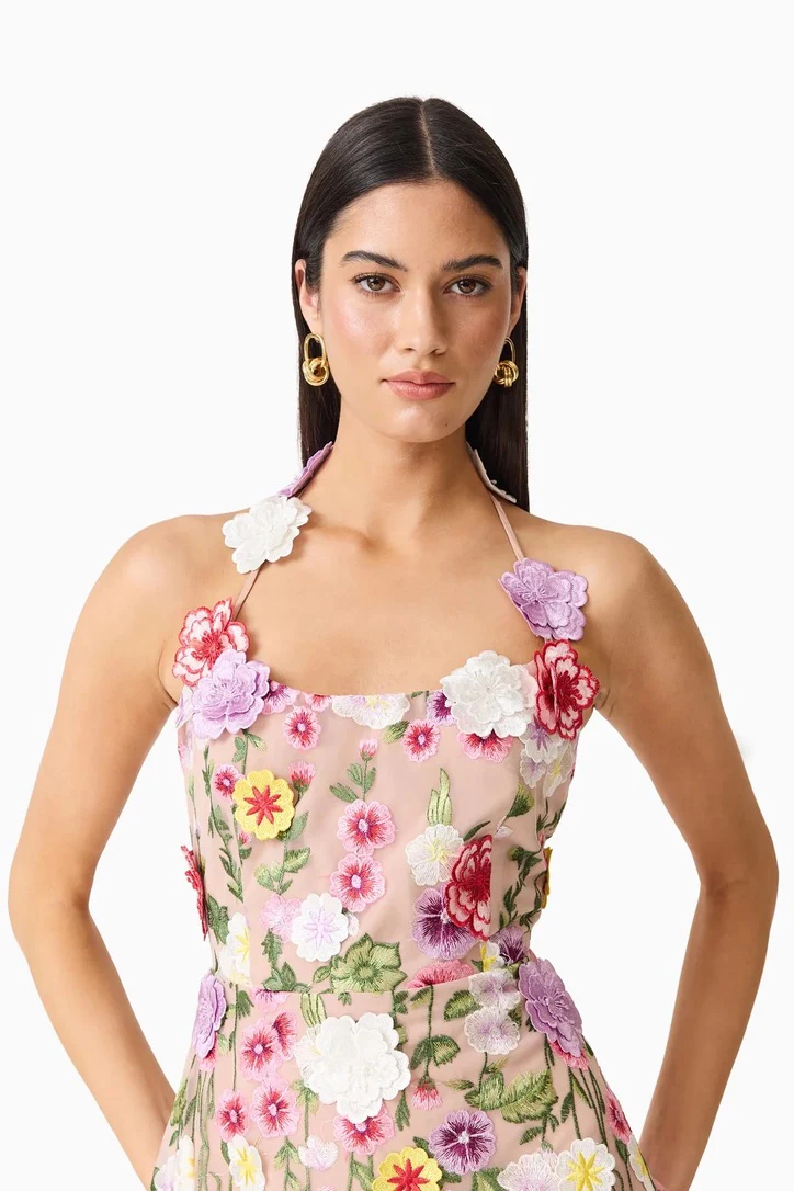 Elliatt Neve A Line Mini Dress - Nude Multi Floral - Image 5