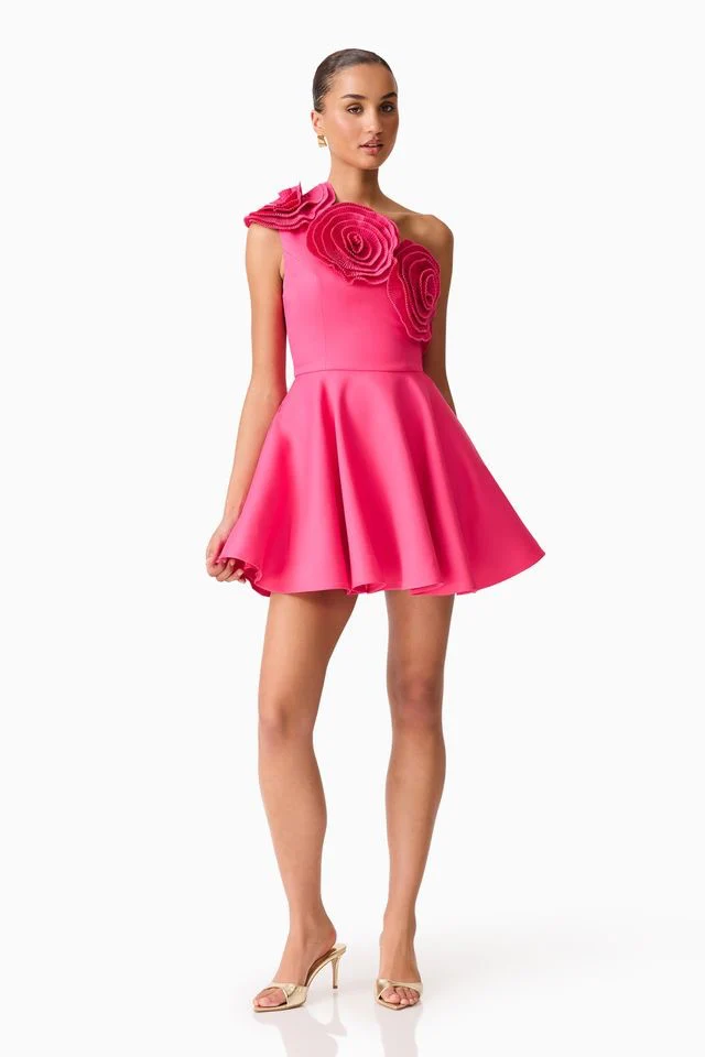 Elliatt Noralyn One Shoulder Mini Dress - Hot Pink - Image 2