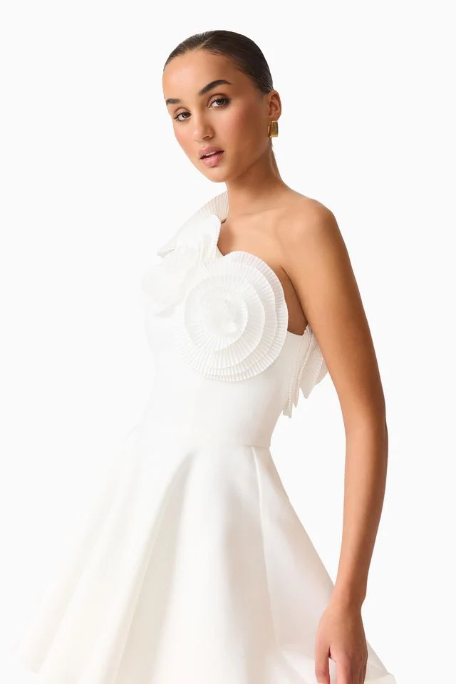 Elliatt Noralyn One Shoulder Mini Dress - White - Image 5