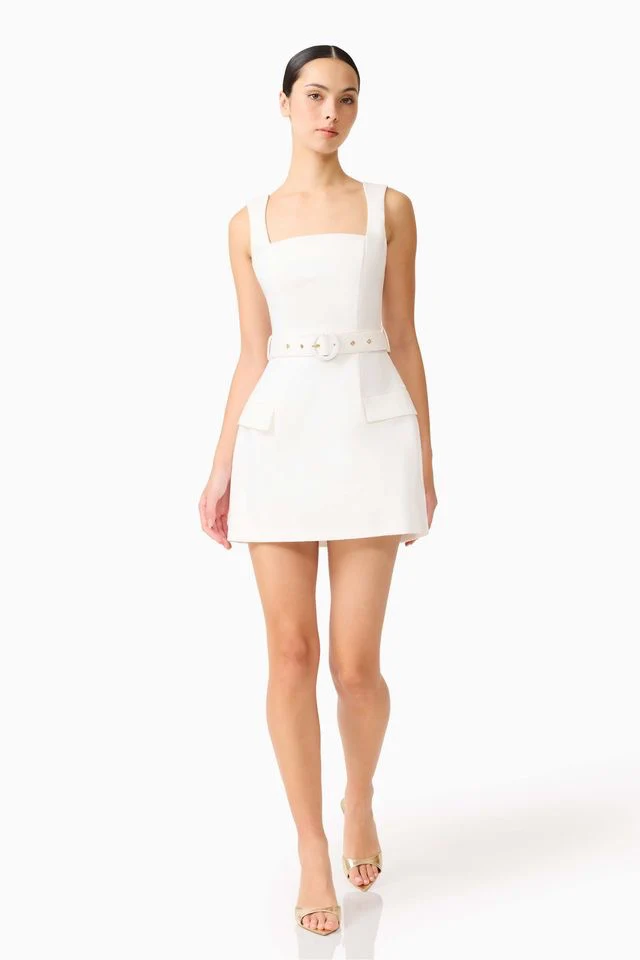 Elliatt Nydia Square Neck Mini Dress - White - Image 3