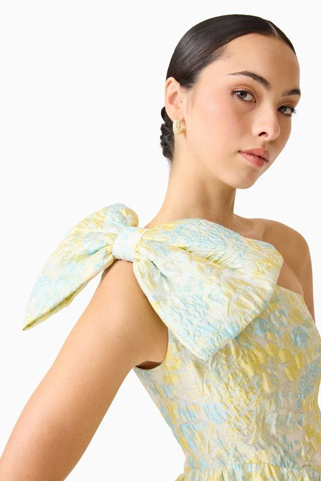 Elliatt Penelope Asymmetrical Hi-Lo Gown - Yellow & Blue - Image 4