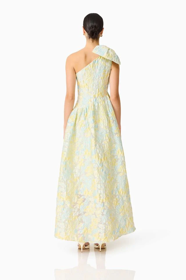 Elliatt Penelope Asymmetrical Hi-Lo Gown - Yellow & Blue - Image 5