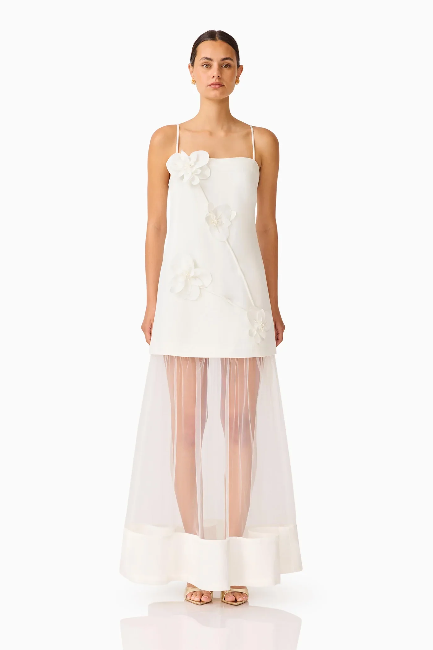 Elliatt Reina 3D Floral Gown - White