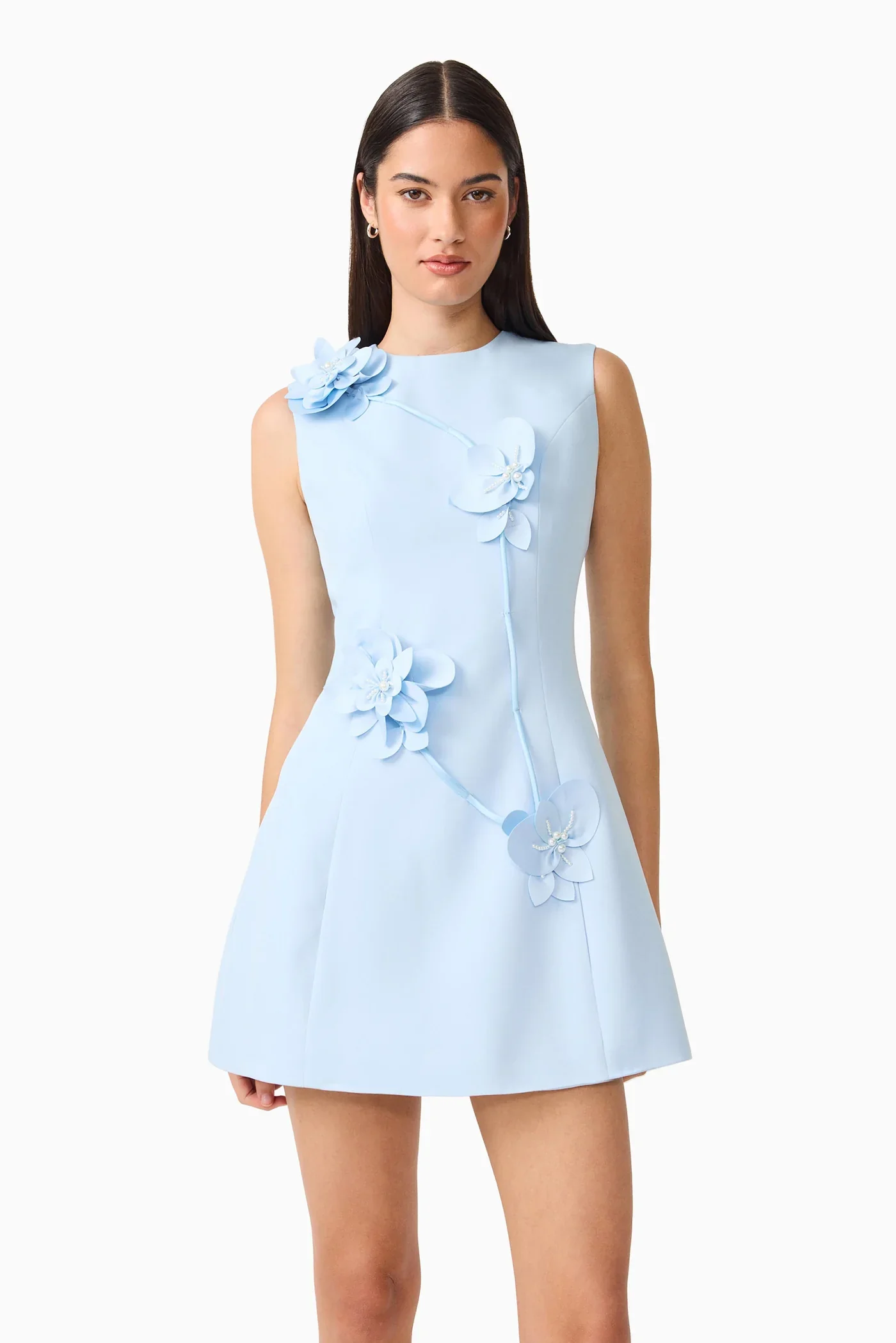 Elliatt Reina 3D Floral Mini Dress - Sky Blue - Image 4