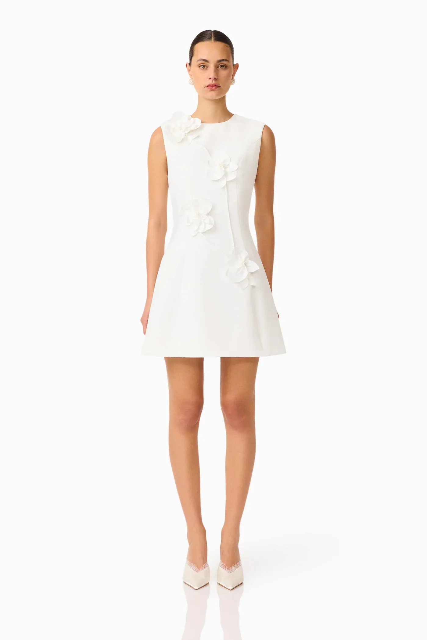 Elliatt Reina 3D Floral Mini Dress - White