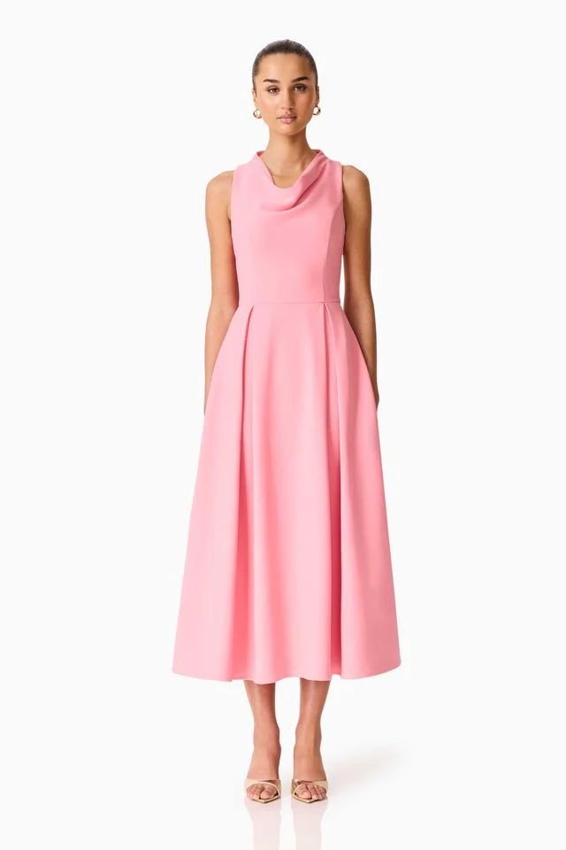 Elliatt Risa Cowl Neck Gown - Bubblegum Pink.