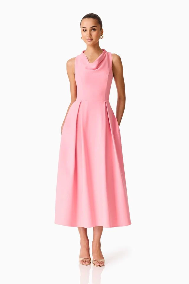 Elliatt Risa Cowl Neck Gown - Bubblegum Pink. - Image 3