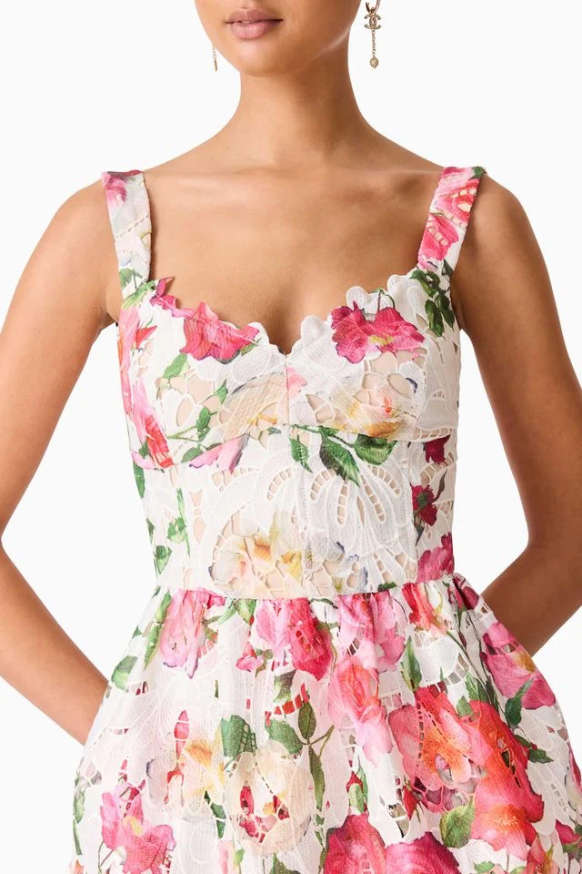 Elliatt Roselle Frill Midi Dress - White Floral - Image 5