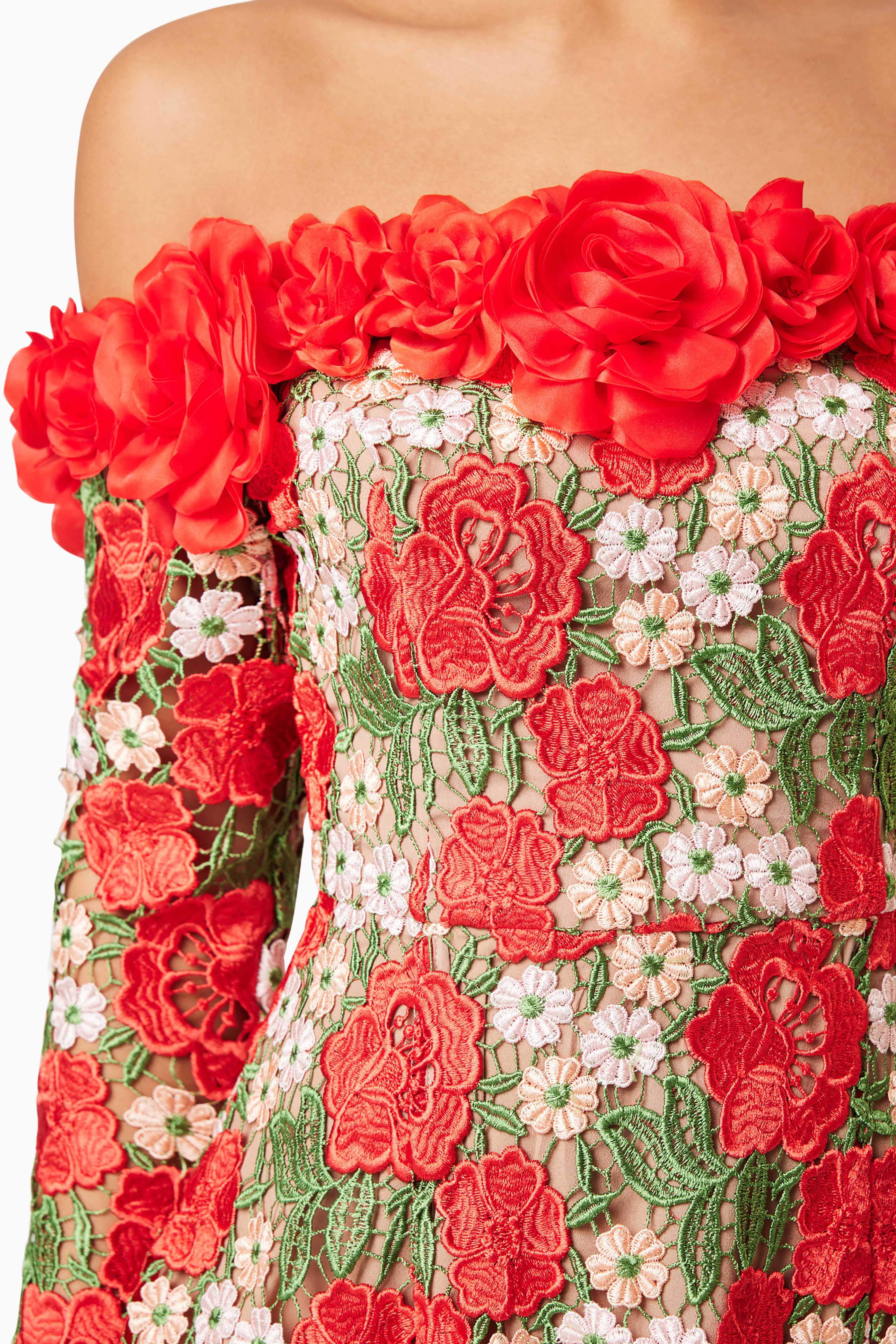 Elliatt Roselyn Long Sleeve Dress - Red Multi - Image 4