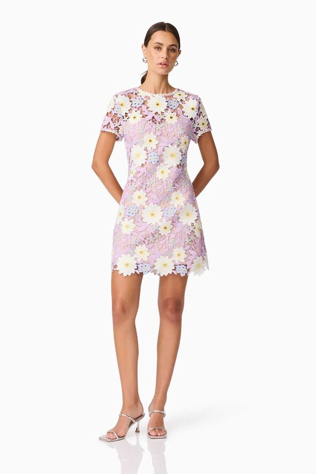 Elliatt Sigrid Mini Shift Dress - Lilac Multi - Image 2