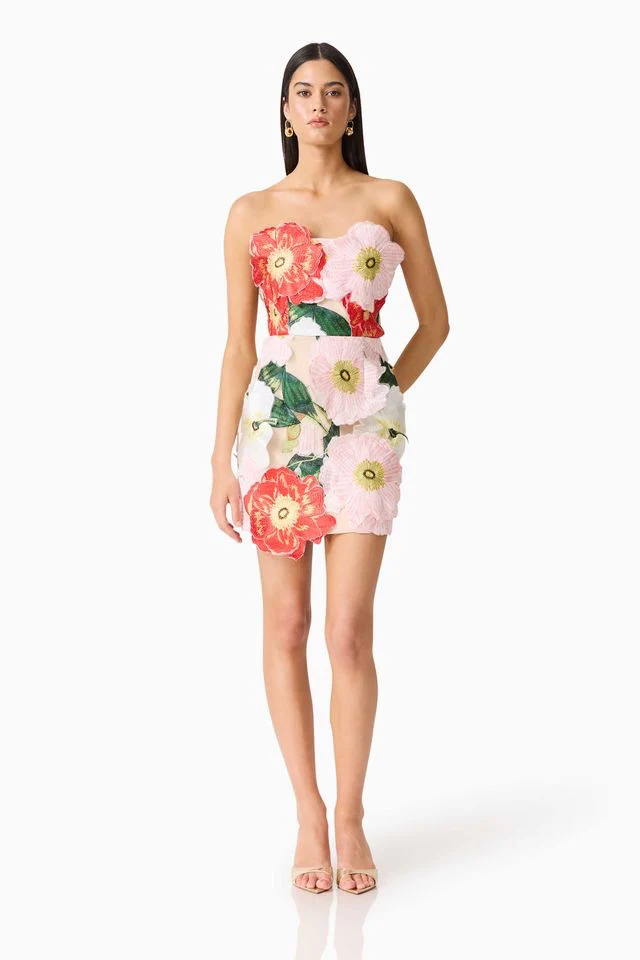 Elliatt Solara Mini Dress - Red & Pink Multi - Image 3