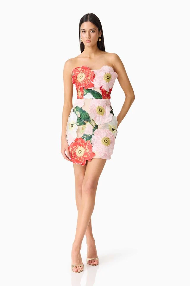 Elliatt Solara Mini Dress - Red & Pink Multi - Image 4