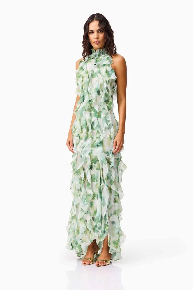 Elliatt Solene Gown - Green Floral - Image 3