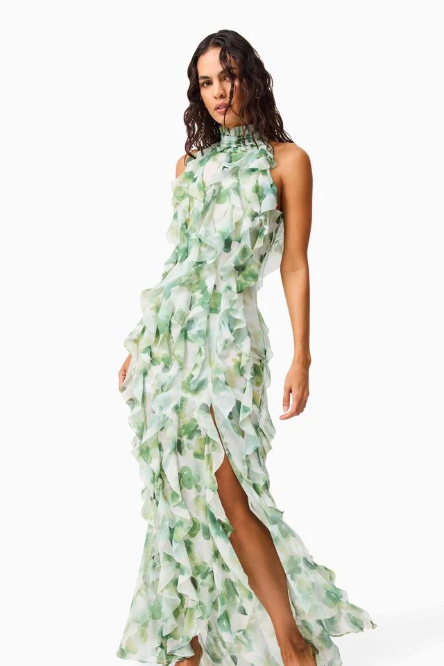 Elliatt Solene Gown - Green Floral - Image 4