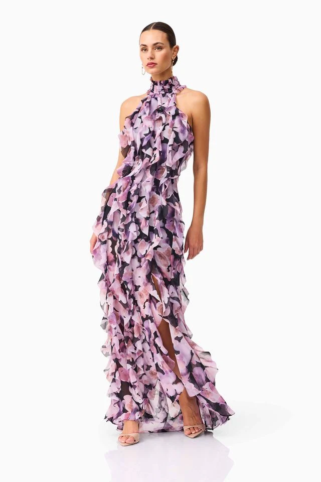 Elliatt Solene Gown - Purple Floral - Image 4
