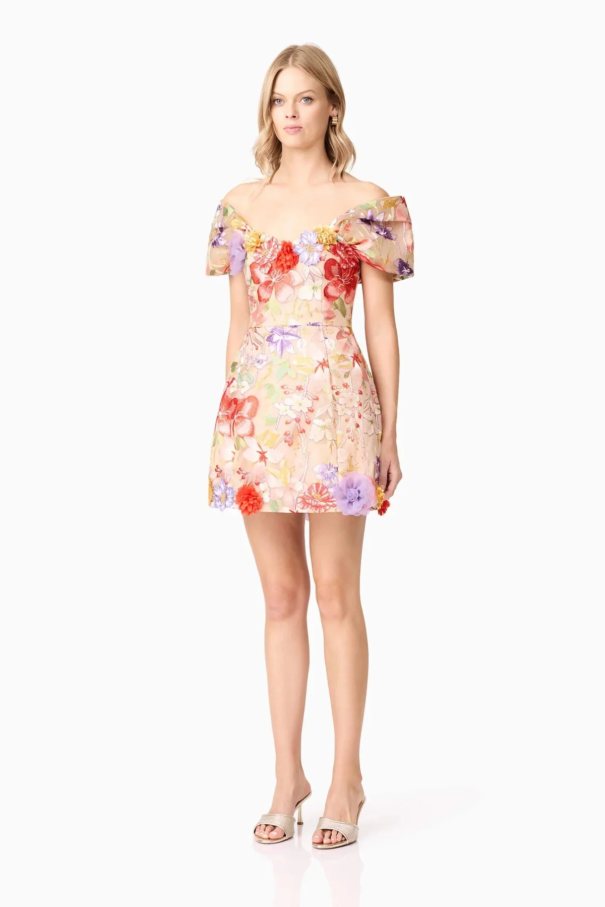 Elliatt Sophie Puff Sleeves Mini Dress - Multi - Image 3