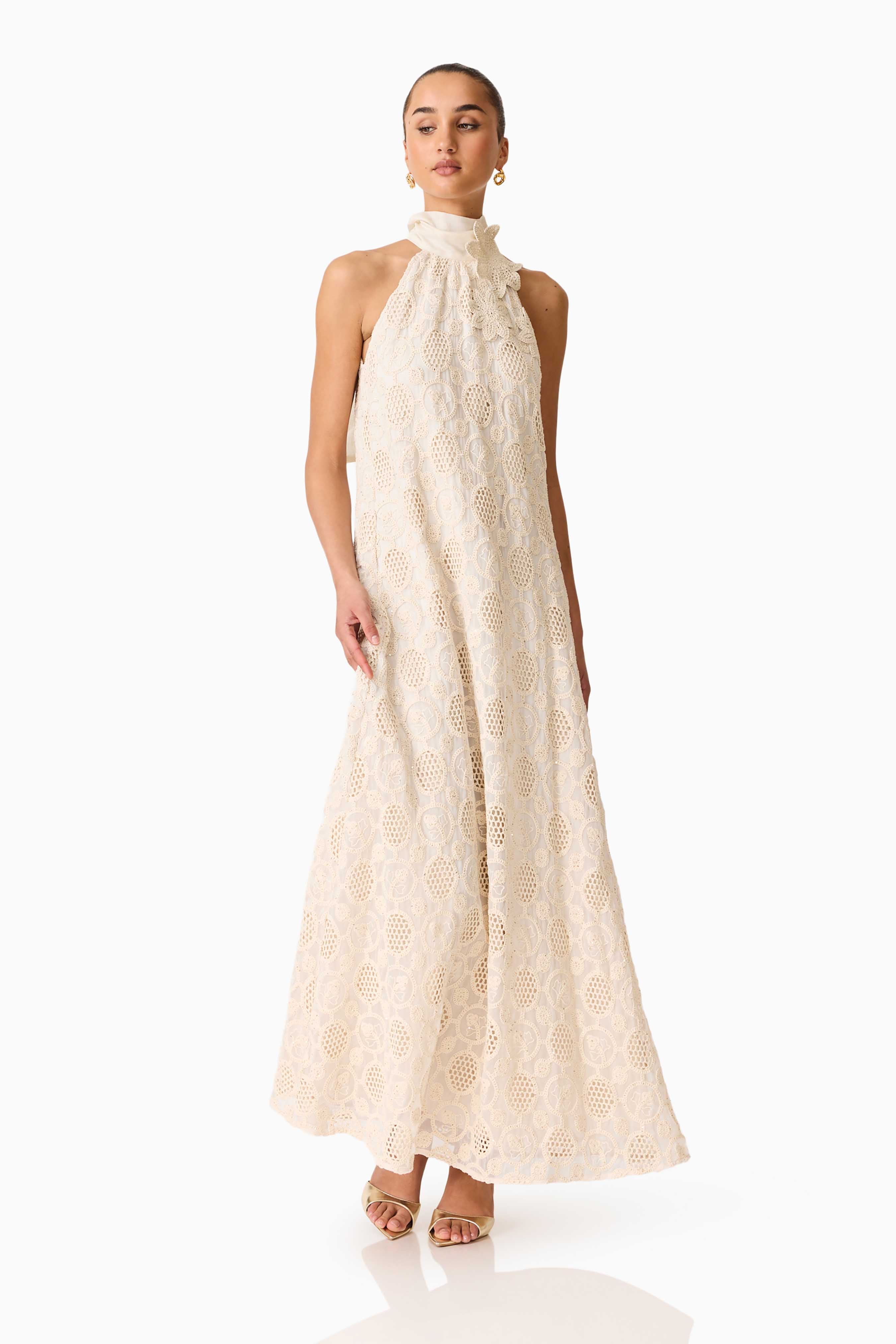 Elliatt Vessia Halterneck Maxi Dress - Cream - Image 3