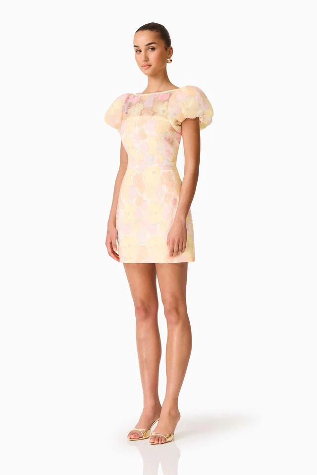 Elliatt Zaria Puff Sleeve Mini Dress - Yellow Floral - Image 4