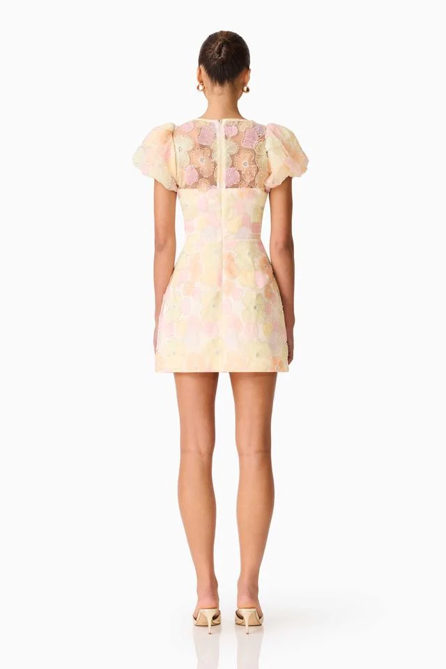 Elliatt Zaria Puff Sleeve Mini Dress - Yellow Floral - Image 7