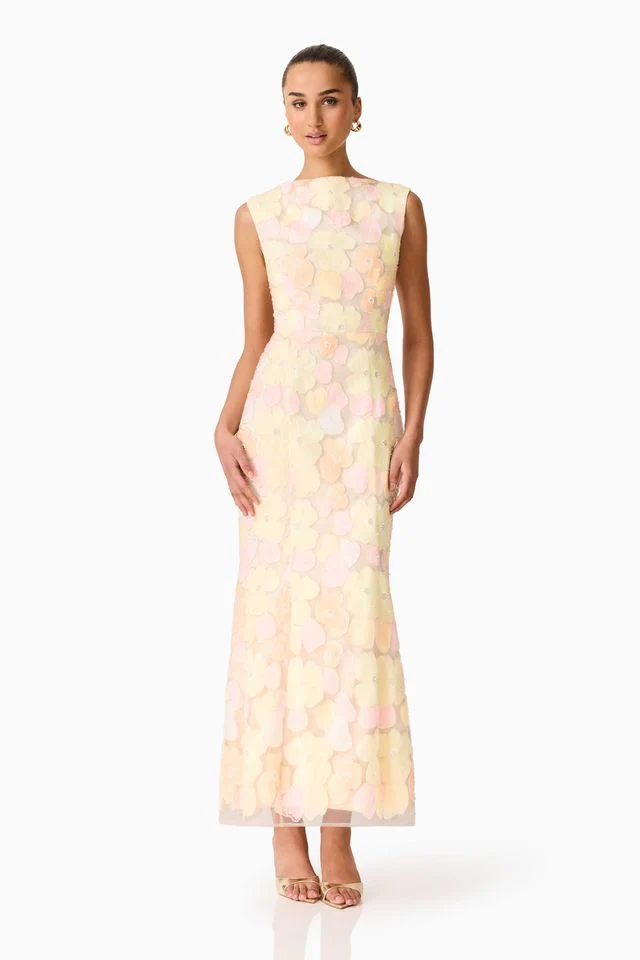 Elliatt Zaria Sleeveless Gown - Yellow Floral - Image 3