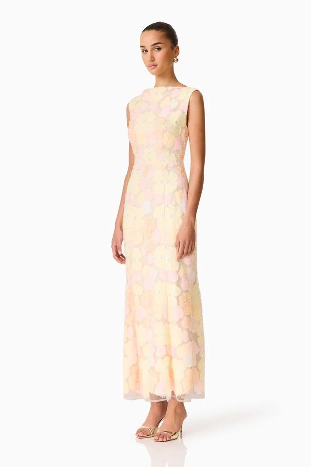 Elliatt Zaria Sleeveless Gown - Yellow Floral - Image 4