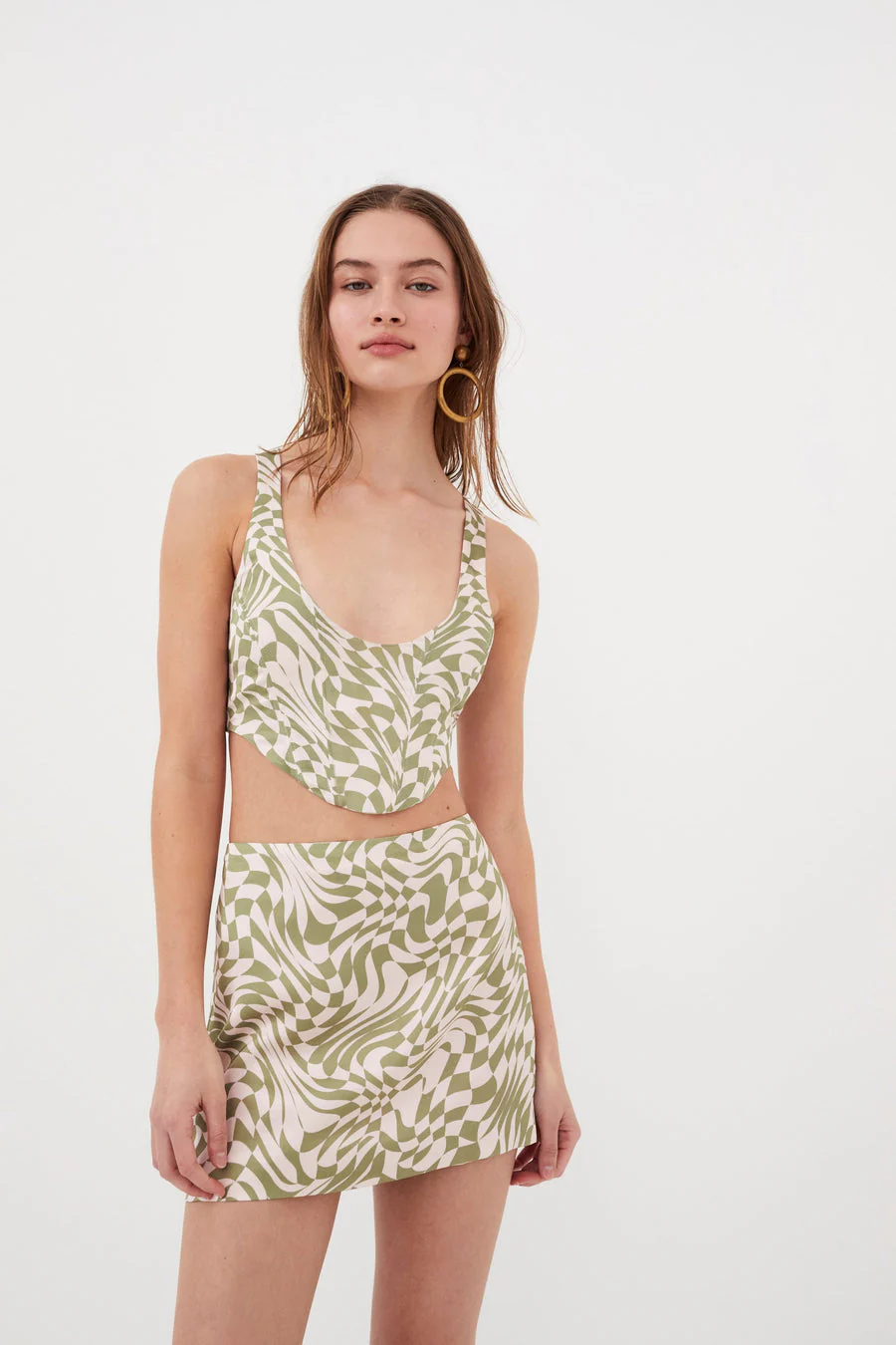 For Love & Lemons Aiko Mini Skirt - Green Print - Image 2