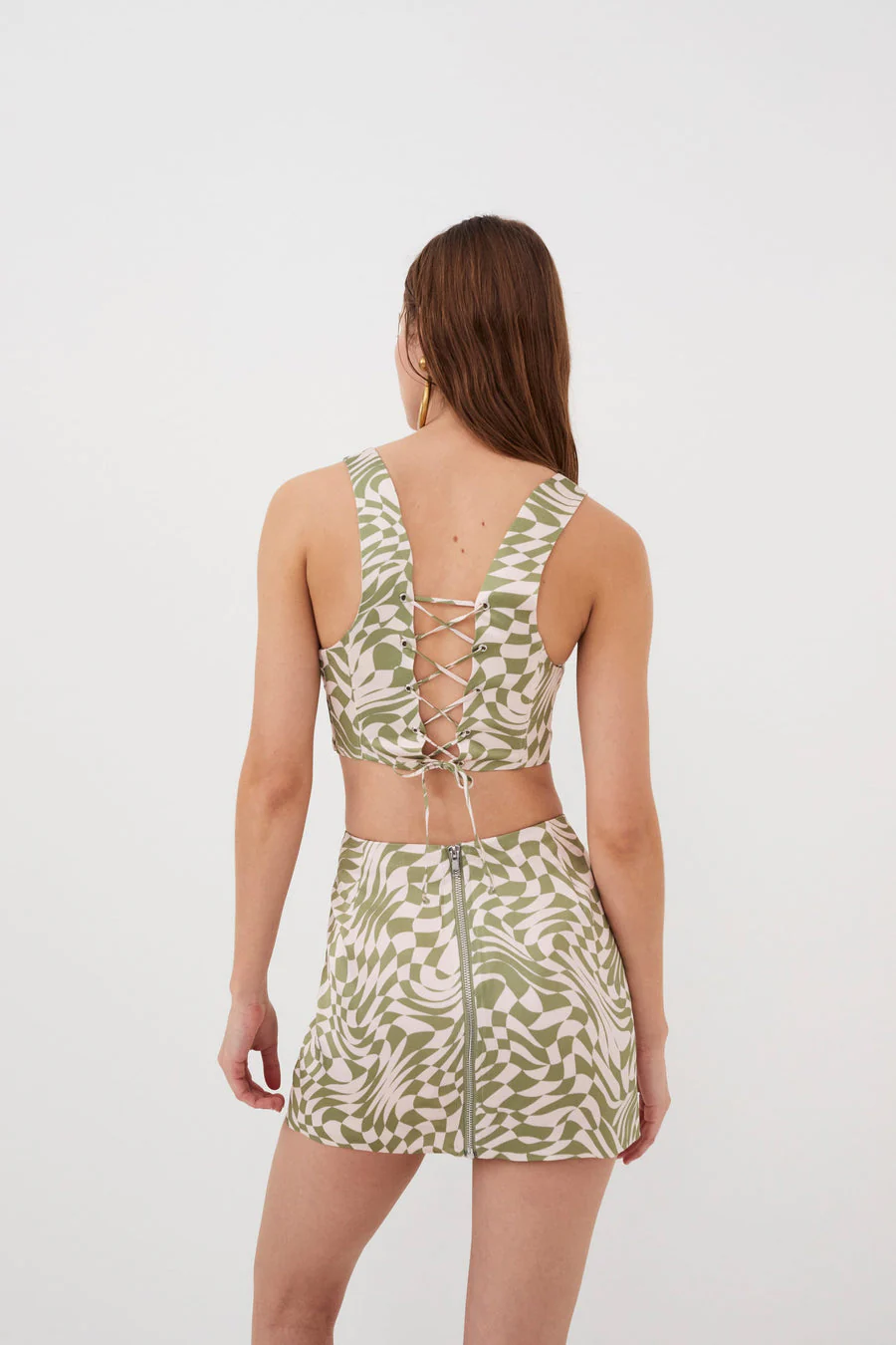 For Love & Lemons Aiko Mini Skirt - Green Print - Image 5
