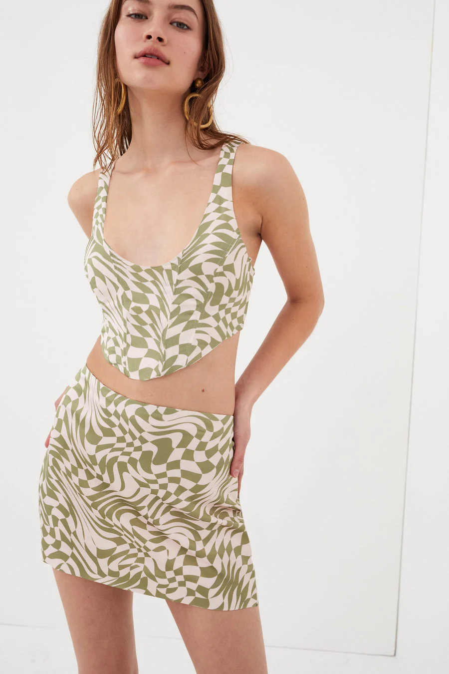 For Love & Lemons Aiko Mini Skirt - Green Print - Image 6