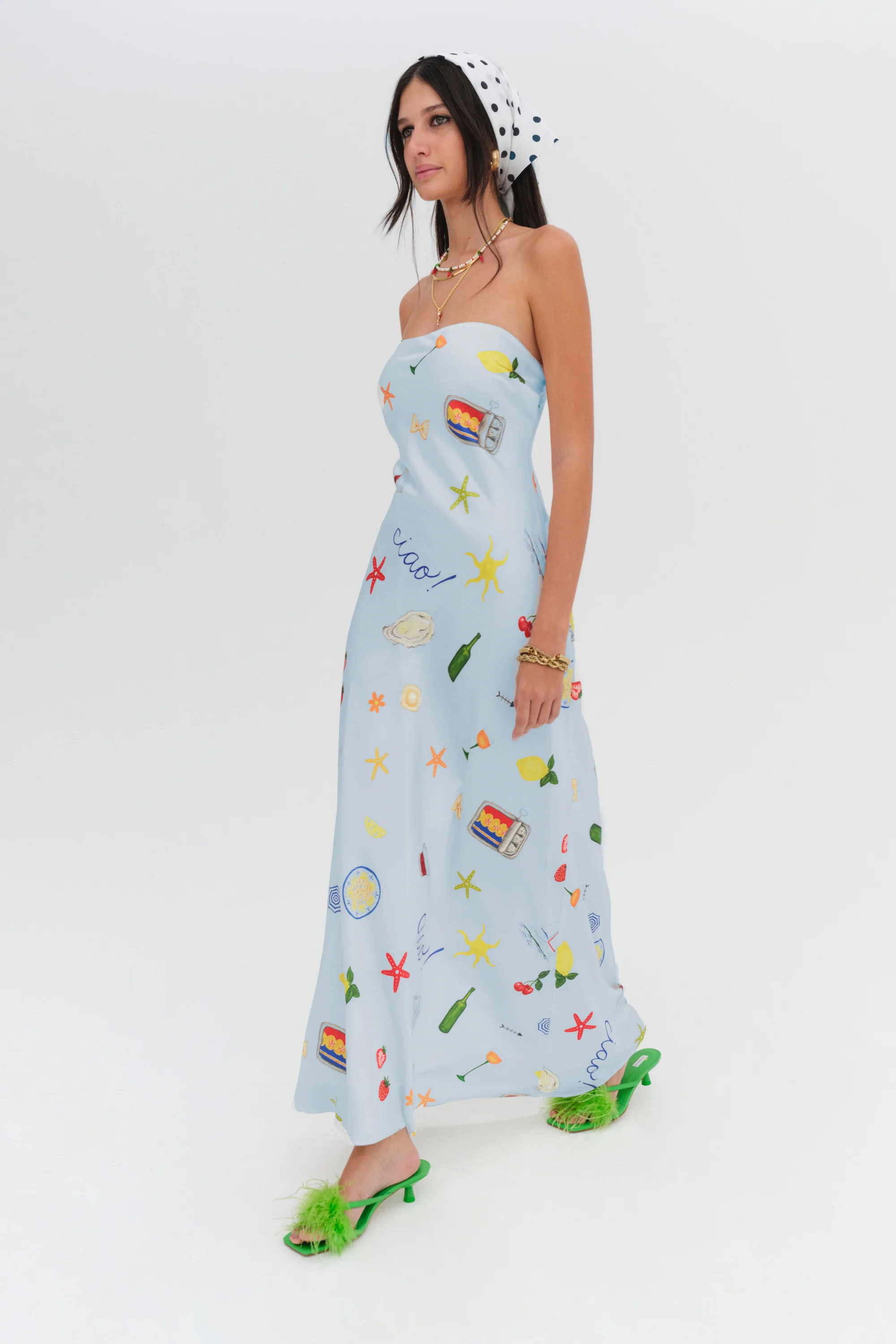For Love & Lemons Carla Strapless Maxi Dress - Light Blue - Image 2