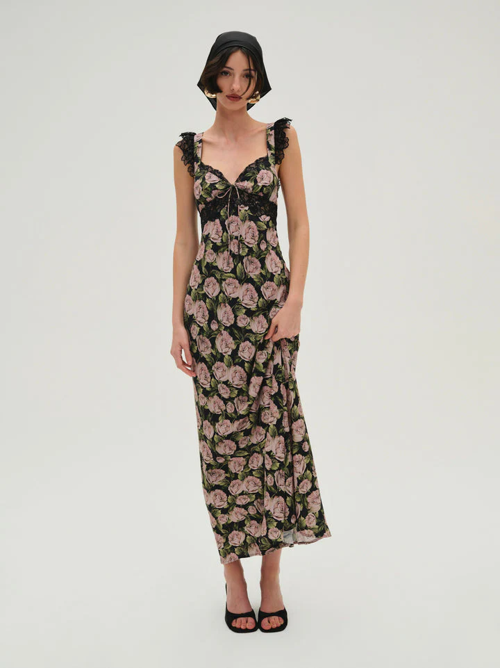 For Love & Lemons Fallen Rose Maxi - Black - Image 2