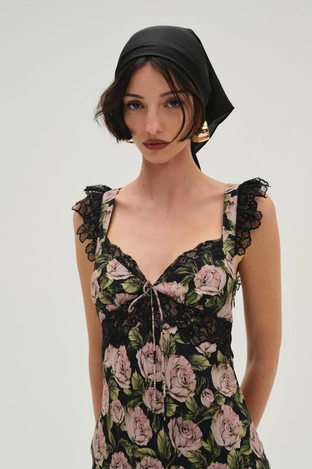 For Love & Lemons Fallen Rose Maxi - Black - Image 4