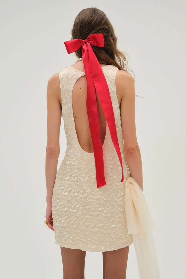 For Love & Lemons Frosted Organza Mini Dress - Cream - Image 2
