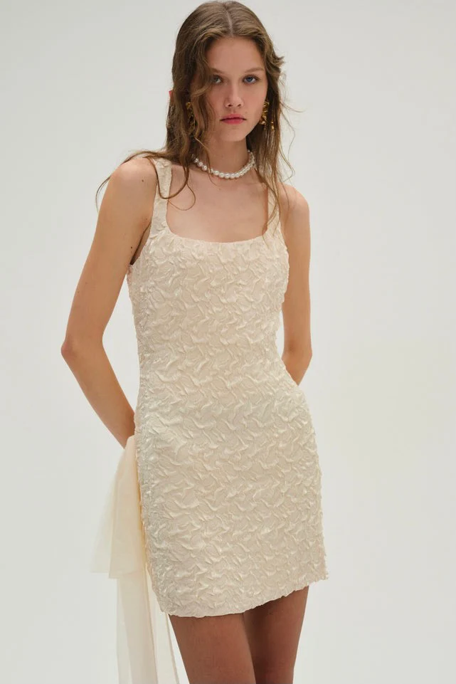 For Love & Lemons Frosted Organza Mini Dress - Cream - Image 4