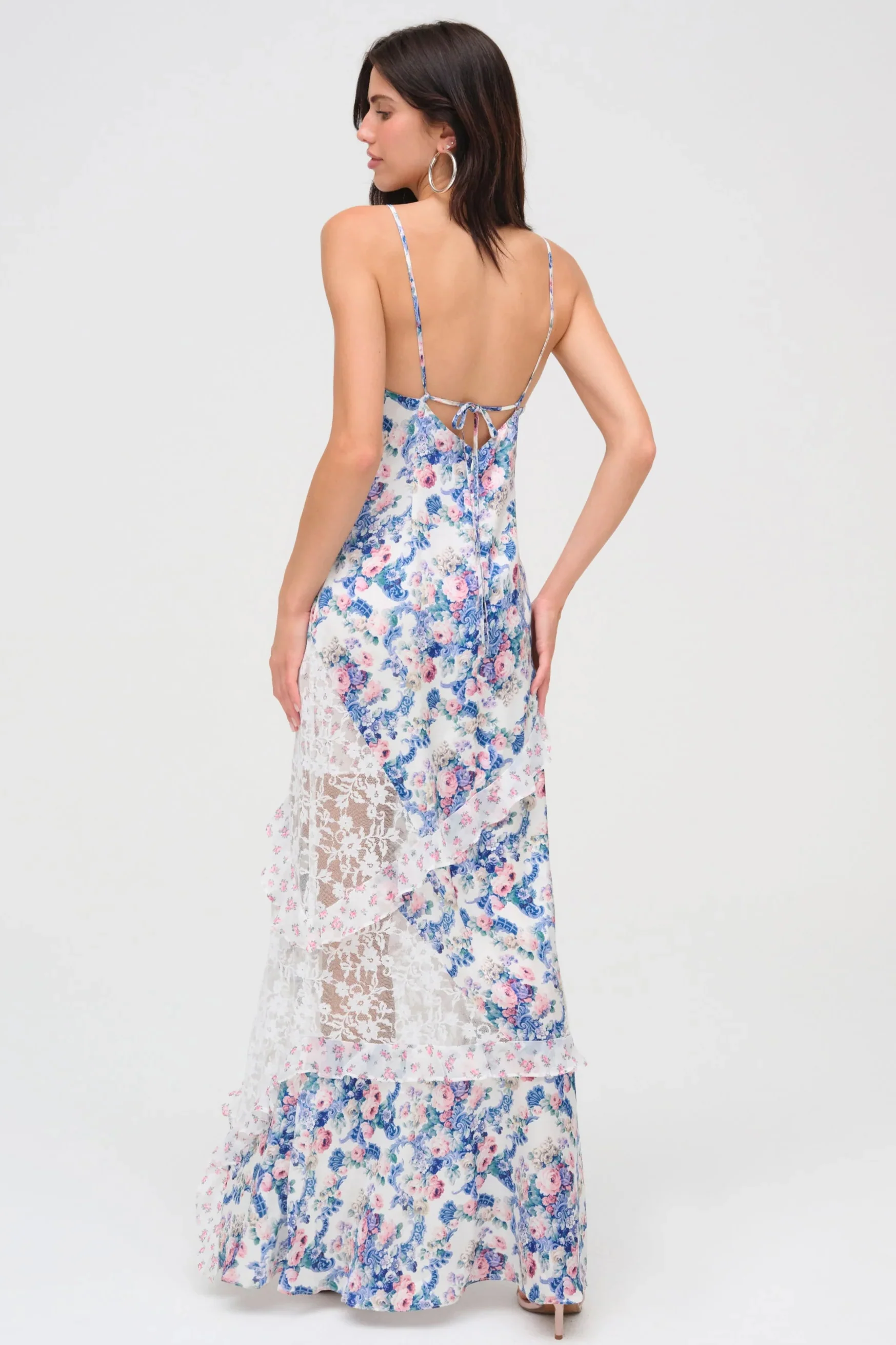 For Love & Lemons Josalyn Maxi Dress - Blue - Image 3