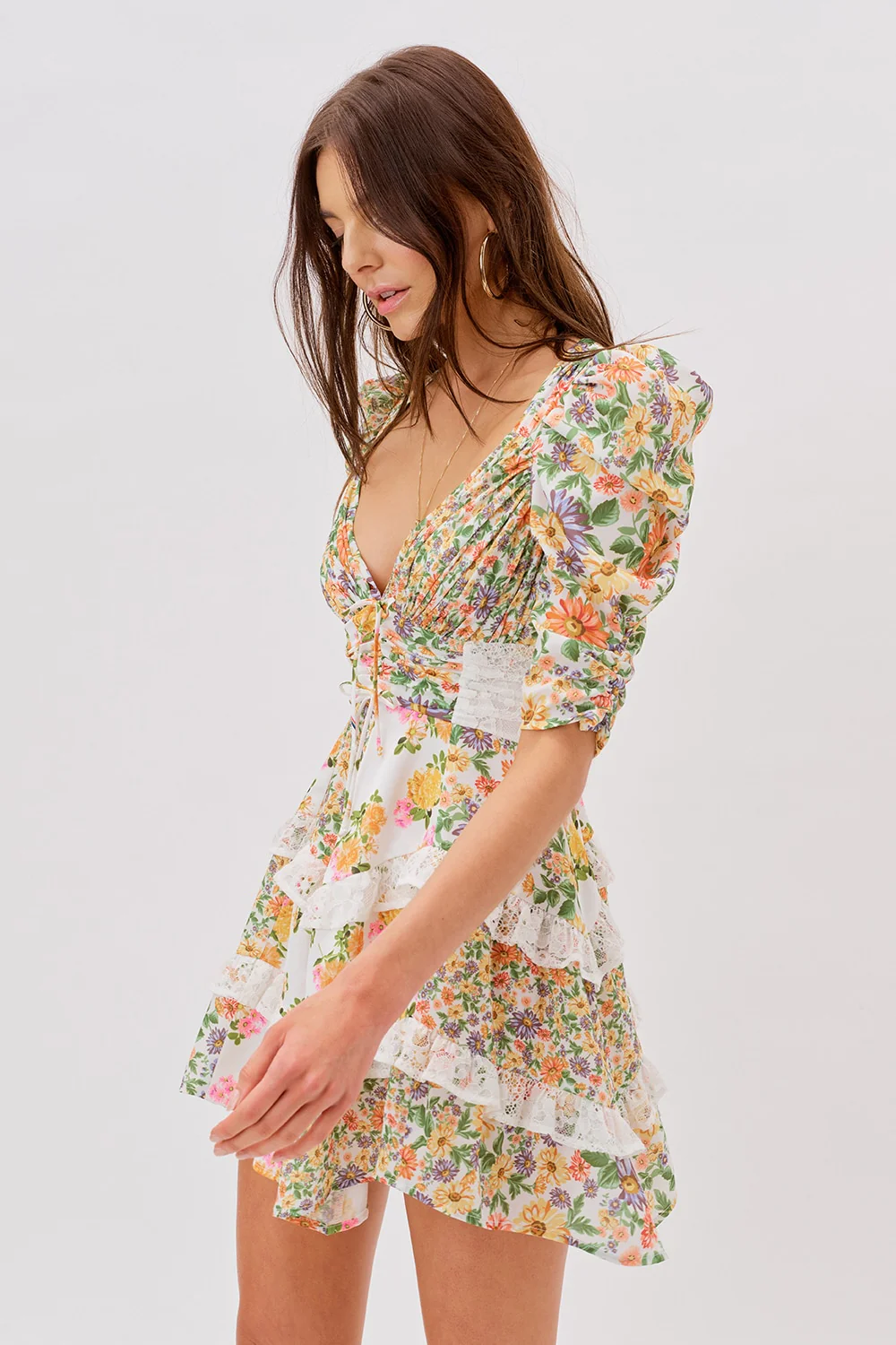 For Love & Lemons Rosalyn Mini Dress - Marigold - Image 3