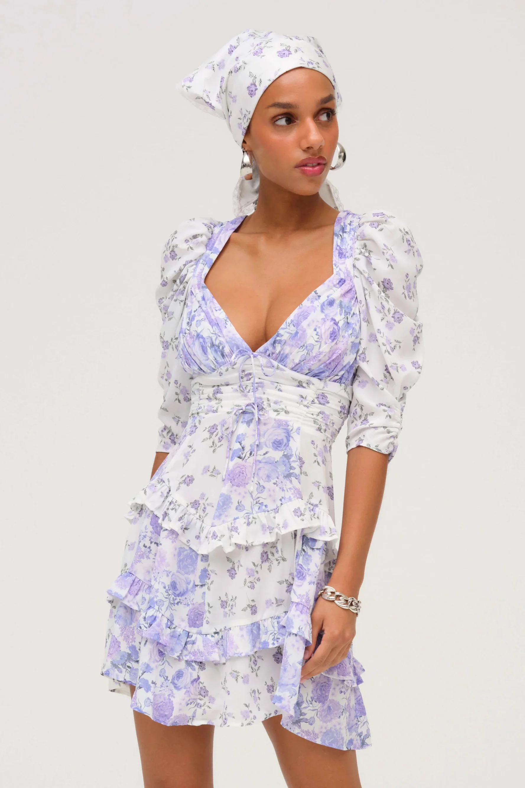 For Love & Lemons Rosalyn Mini Dress - Purple - Image 2