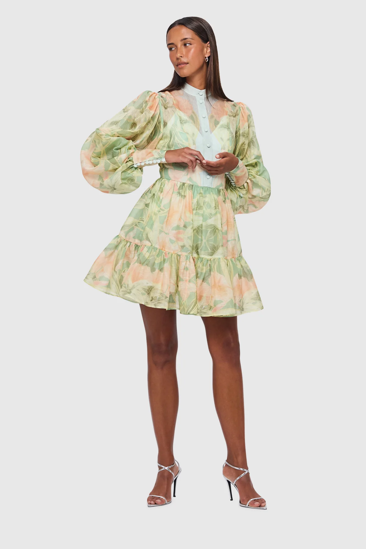 Leo Lin Alexandra Mini Dress - Orient Print in Evergreen - Image 4