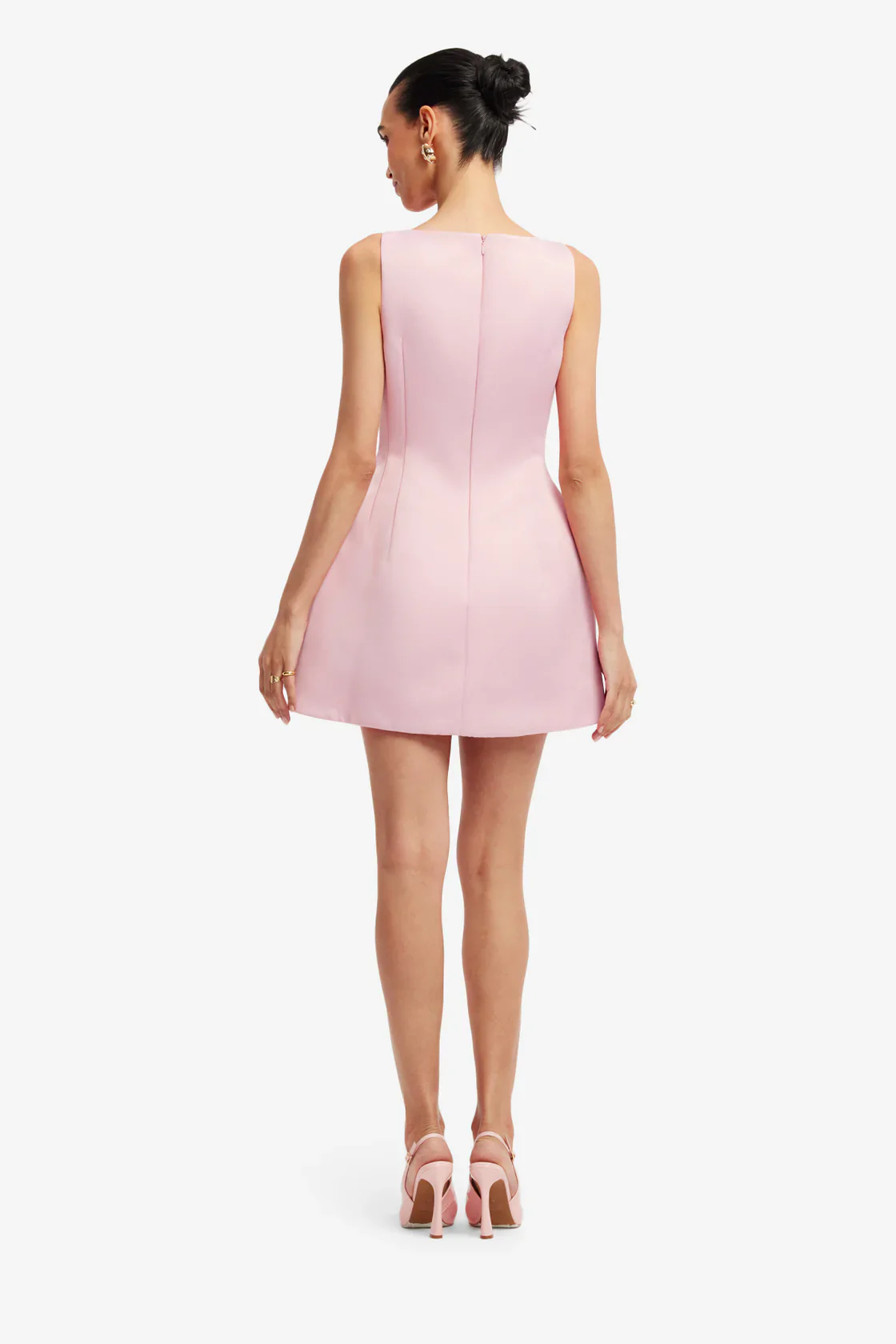 Leo Lin Ali Embroidered Boat Neck Mini Dress - Bouquet Print in Pastel Pink - Image 4