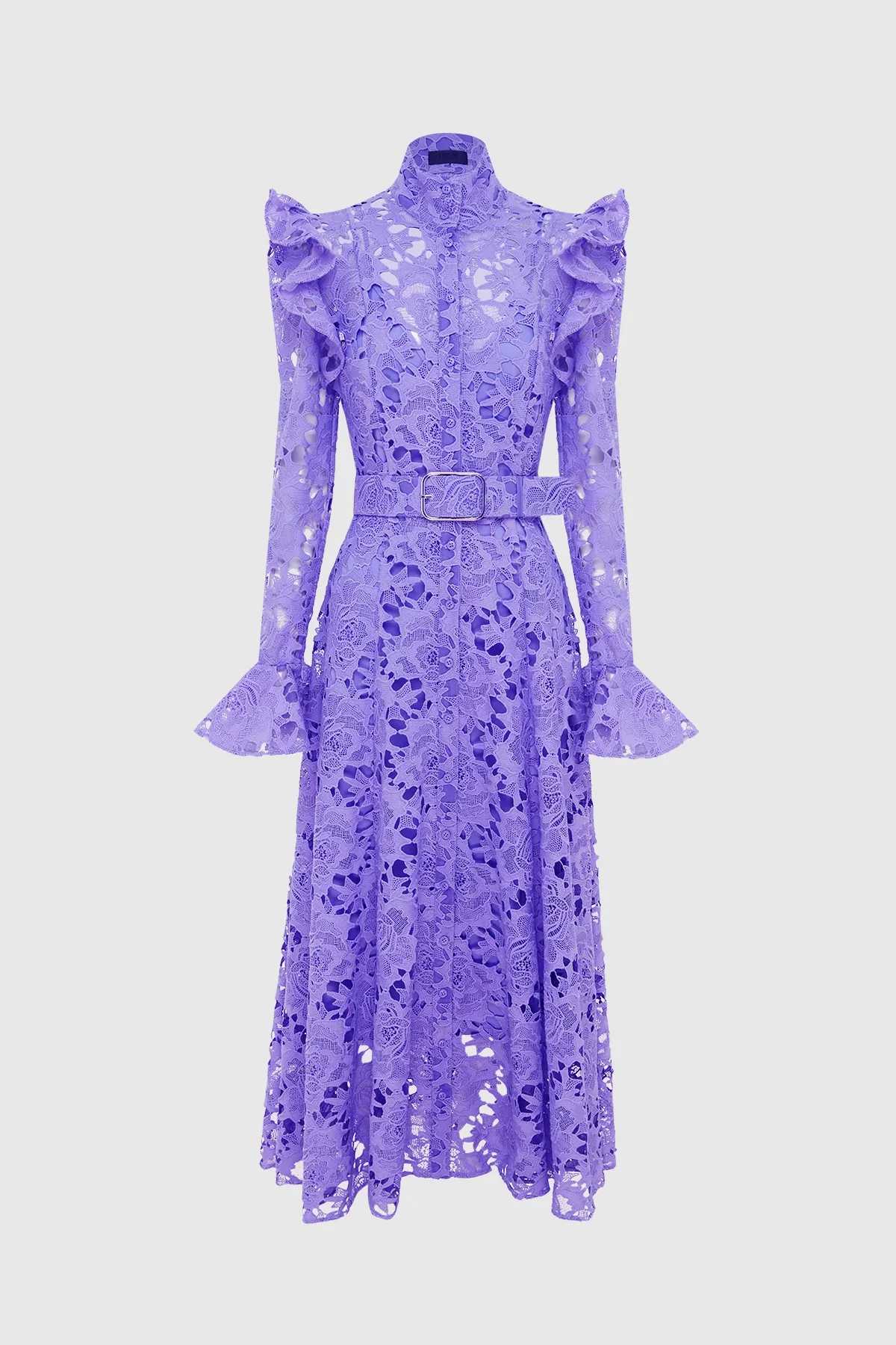 Leo Lin Aliyah Lace Butterfly Sleeve Midi Dress - Lavender - Image 3