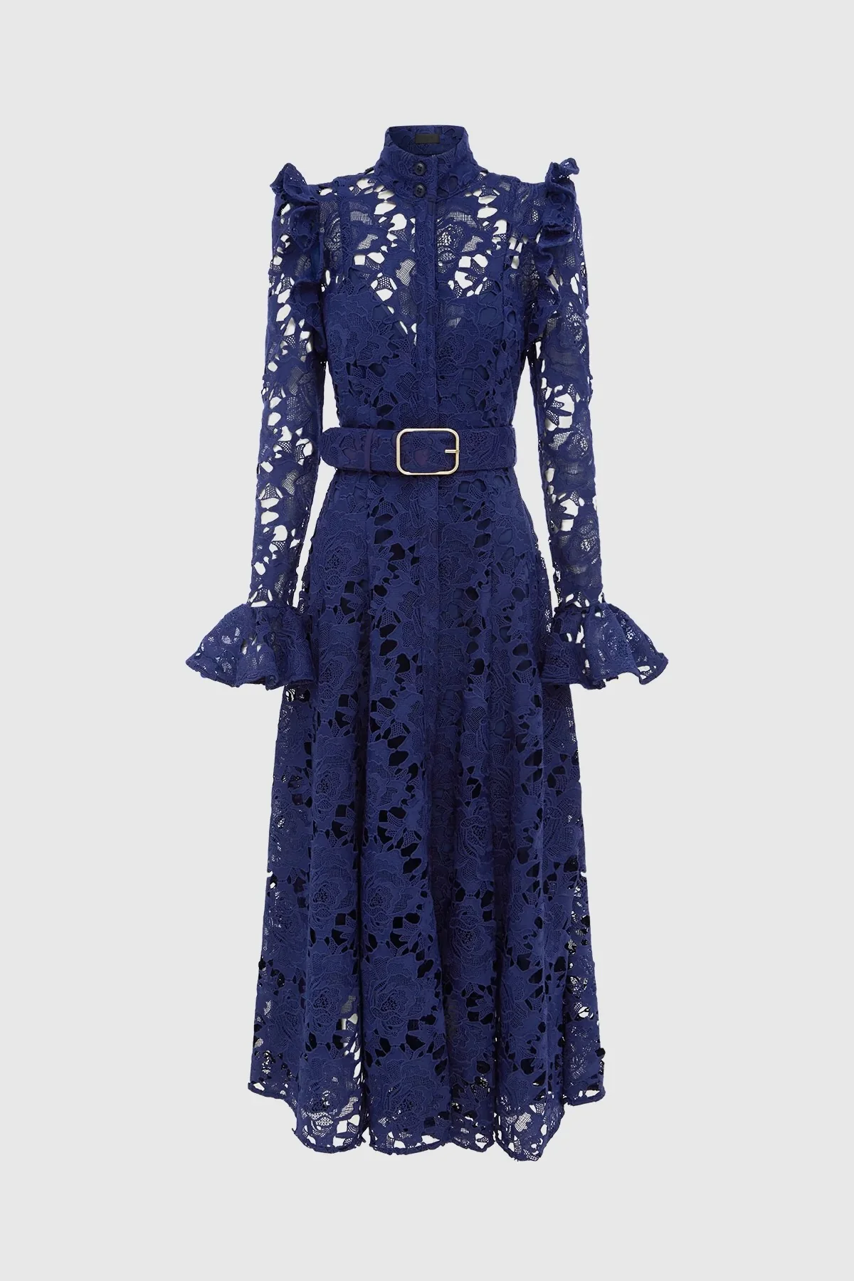 Leo Lin Aliyah Lace Butterfly Sleeve Midi Dress - Oxford Blue - Image 6