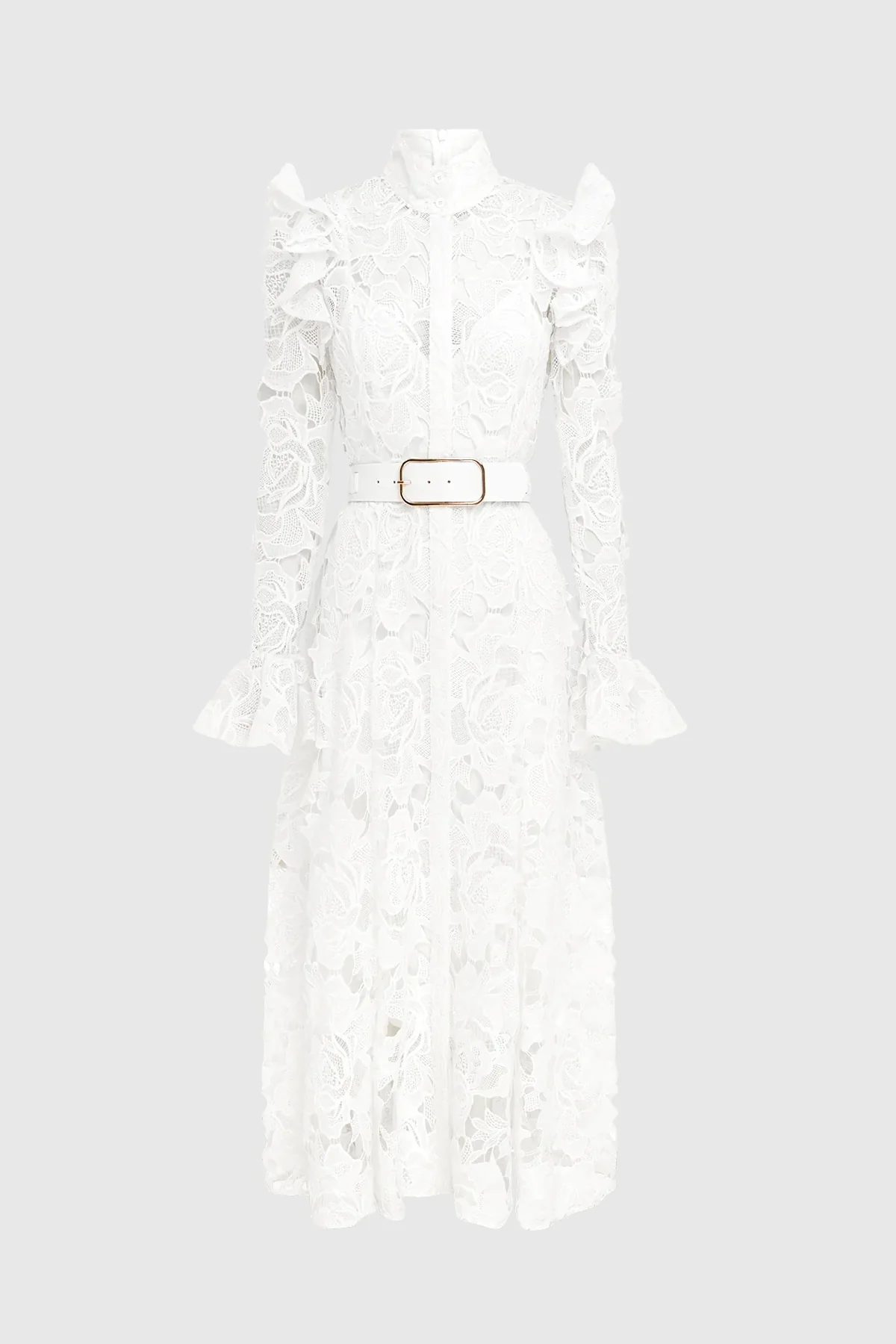 Leo Lin Aliyah Lace Butterfly Sleeve Midi Dress - Snow - Image 6