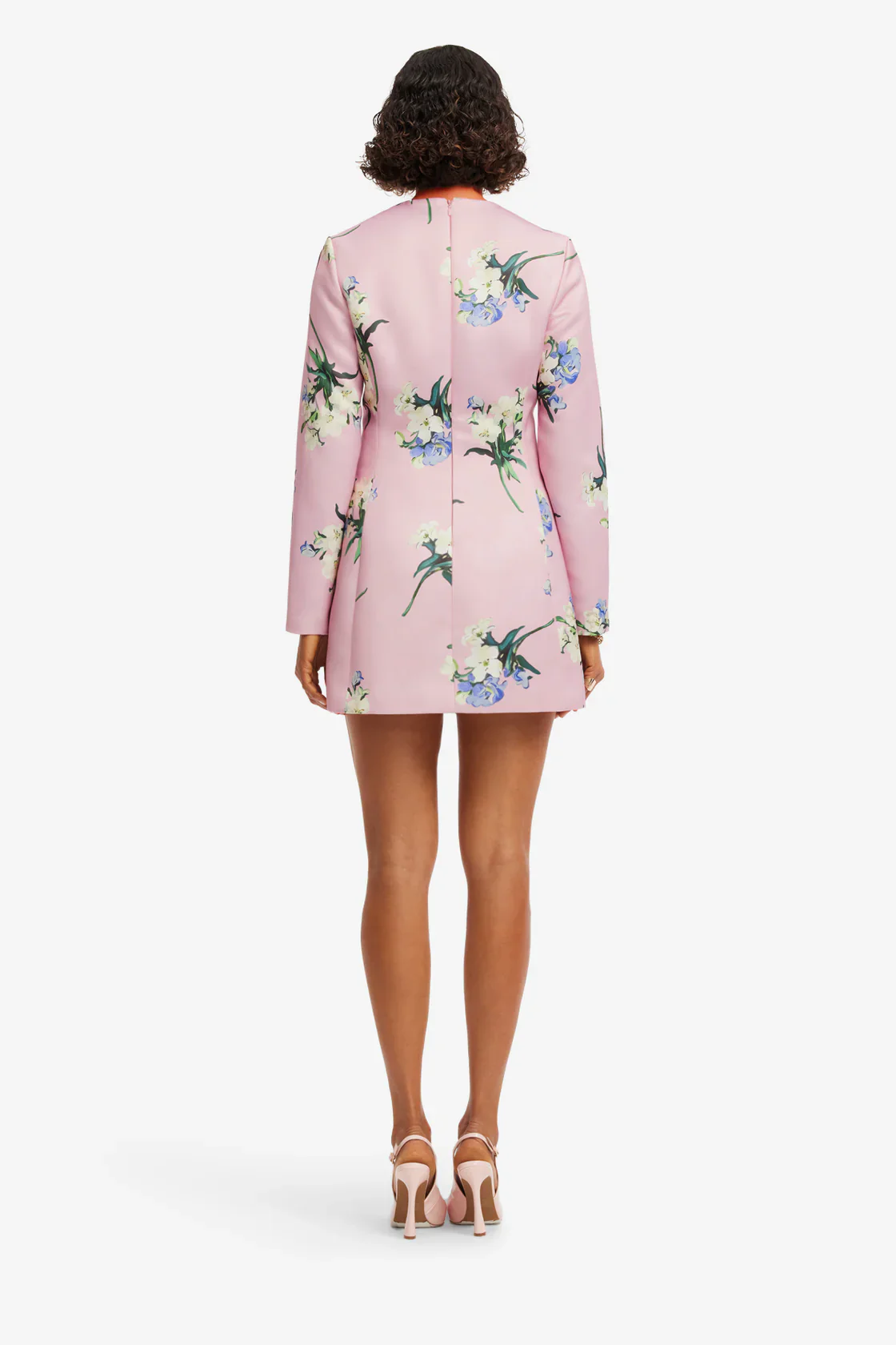 Leo Lin Aliza Long Sleeve Mini Dress - Bouquet Print in Pastel Pink - Image 5
