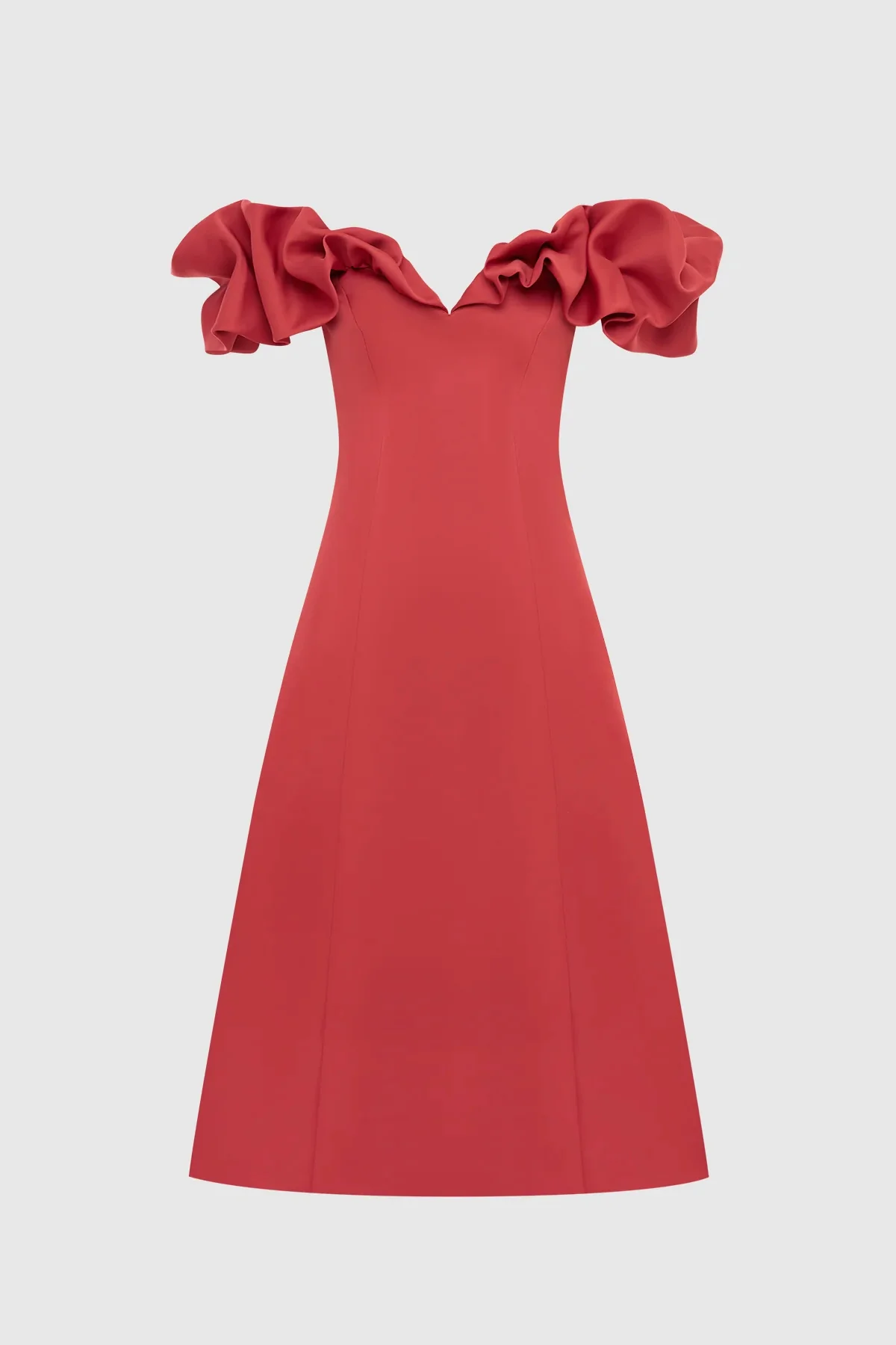 Leo Lin Annie Off Shoulder Frill Midi Dress - Mulberry - Image 6