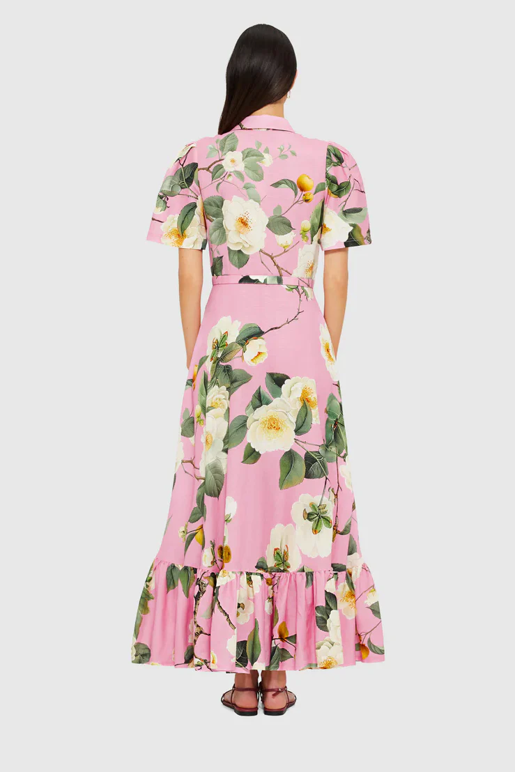 Leo Lin Becca Short Sleeve Midi Dress - Camelia Print - Image 6