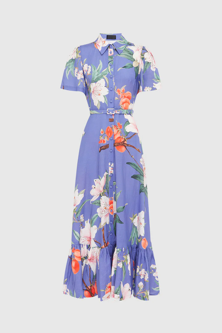 Leo Lin Becca Short Sleeve Midi Dress - Lavish Print in Moonlight - Image 4