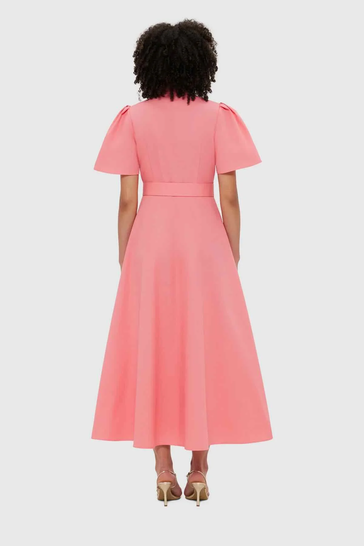 Leo Lin Bianca Short Sleeve Midi Dress - Strawberry Pink - Image 4