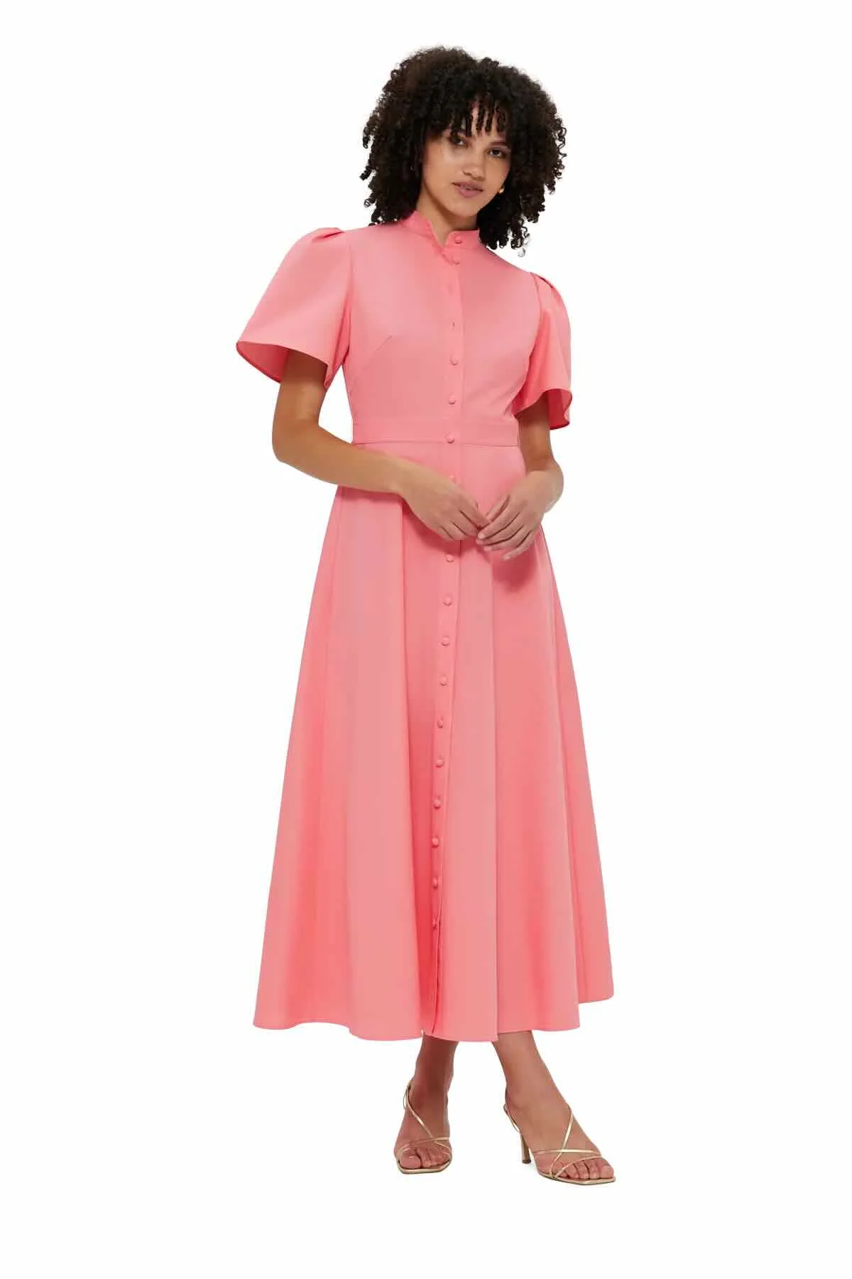 Leo Lin Bianca Short Sleeve Midi Dress - Strawberry Pink - Image 5